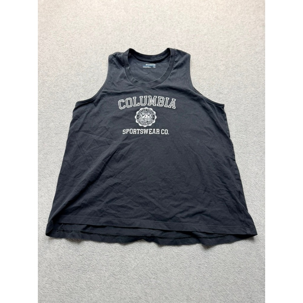 Columbia Sportswear Co Womens Graphic Tank Top Black Gray Sleeveless Shirt M